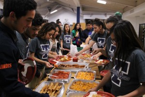 Students in the Latino Leadership Club celebrate with a meal of Latino cuisine.
